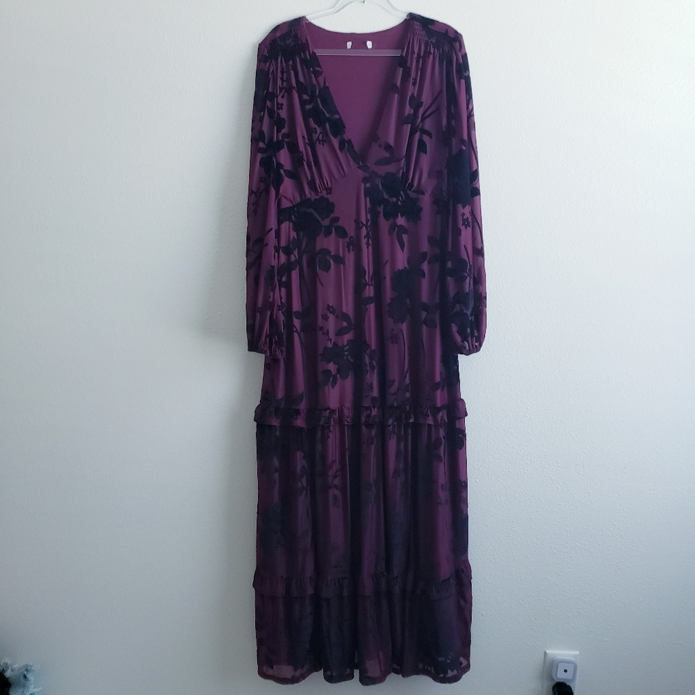 Baltic Born Liana Velvet Embossed Maxi Dress New Without Tags - Picture 2 of 8